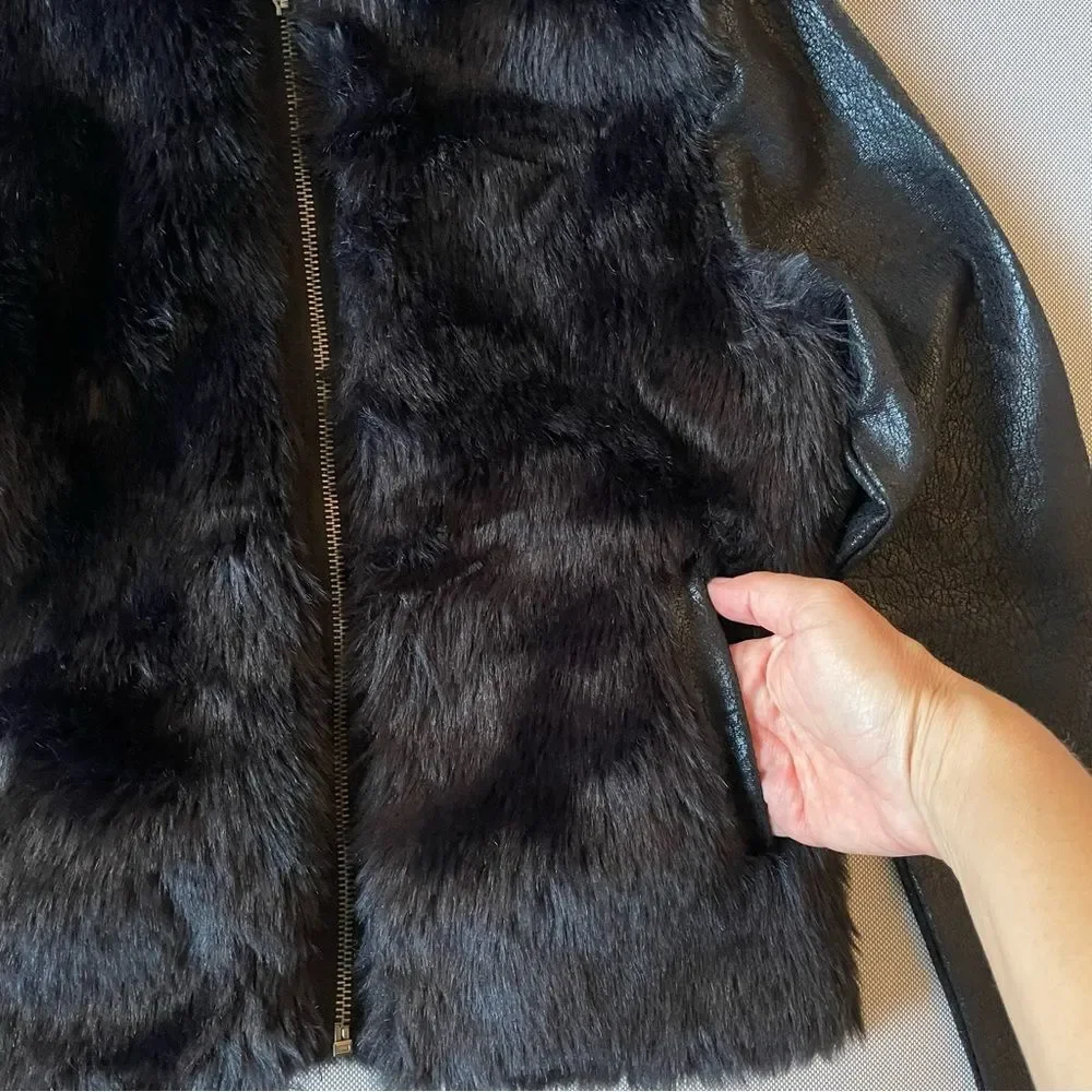 DKNY Vintage Faux Fur Jacket Kids Size XL (Fits Women’s Size Small/Medium)